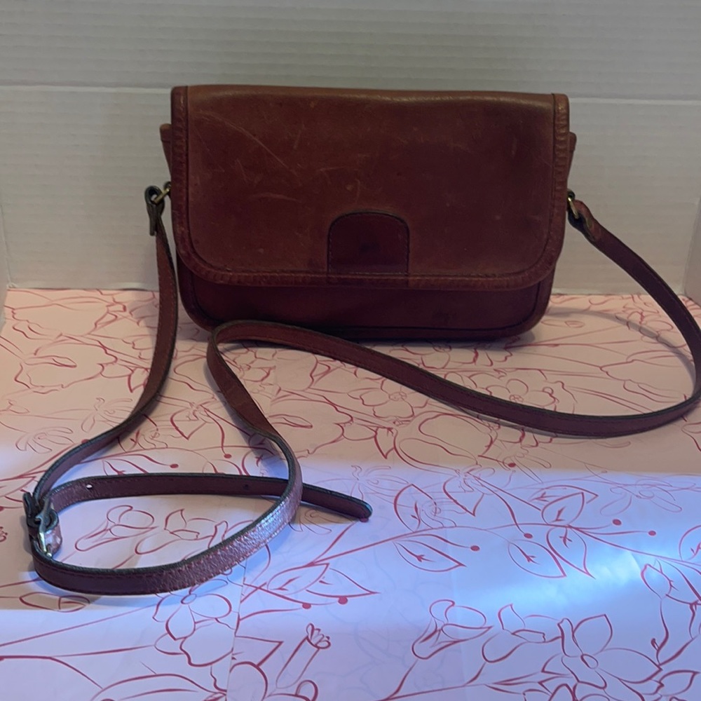 MICHAEL GREEN LEATHER CROSSBODY BAG * VINTAGE *